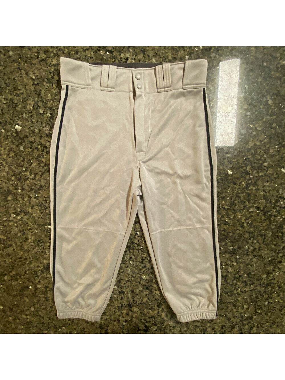 Easton Adult Baseball Pants Piped Gray/Black, Size M (32-34)